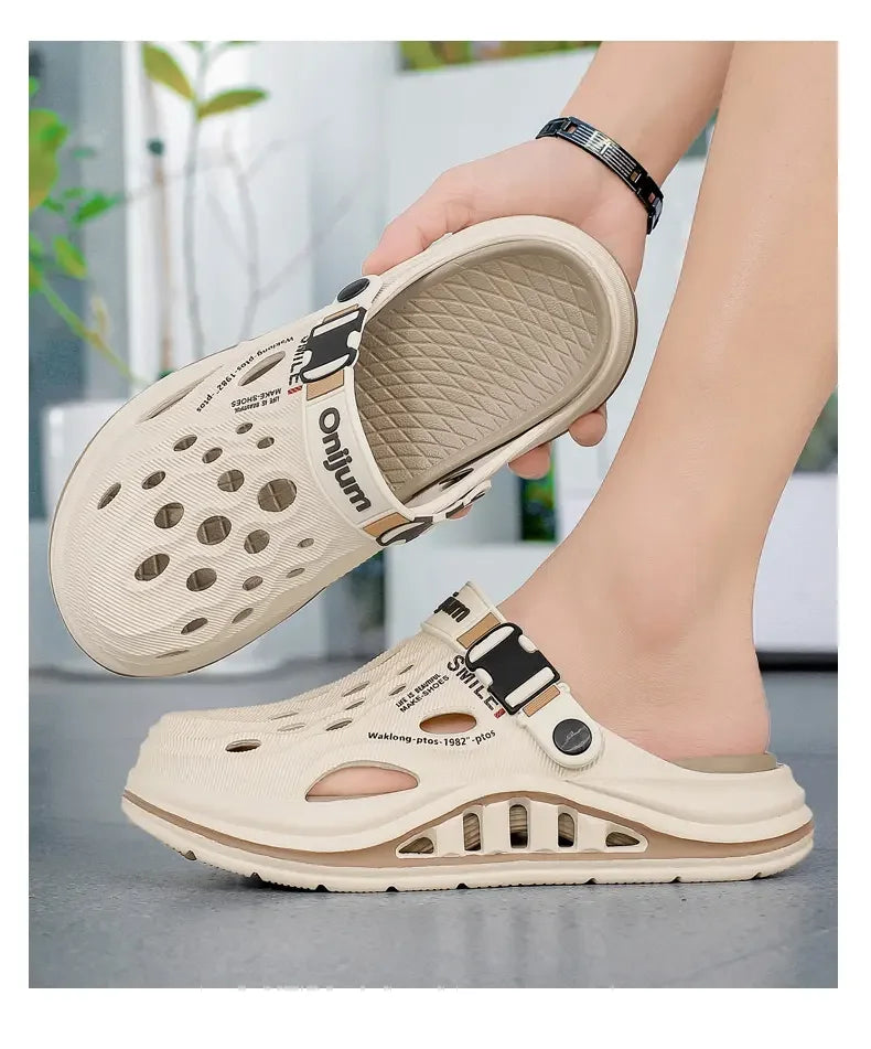 2026 New Men's Holes oes Summer Thi Bot Anti-Slip Driving Beach Slippers Spor Casual EVA Injection Moulding Footwear Pi-Mart