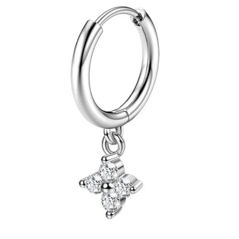 Bobisty 1pc Earrings for Sensitive Ears Surgical Stainless Steel Earrings for Women Dainty Flat Back Earring Stud Hoop Cartilage Pi-Mart