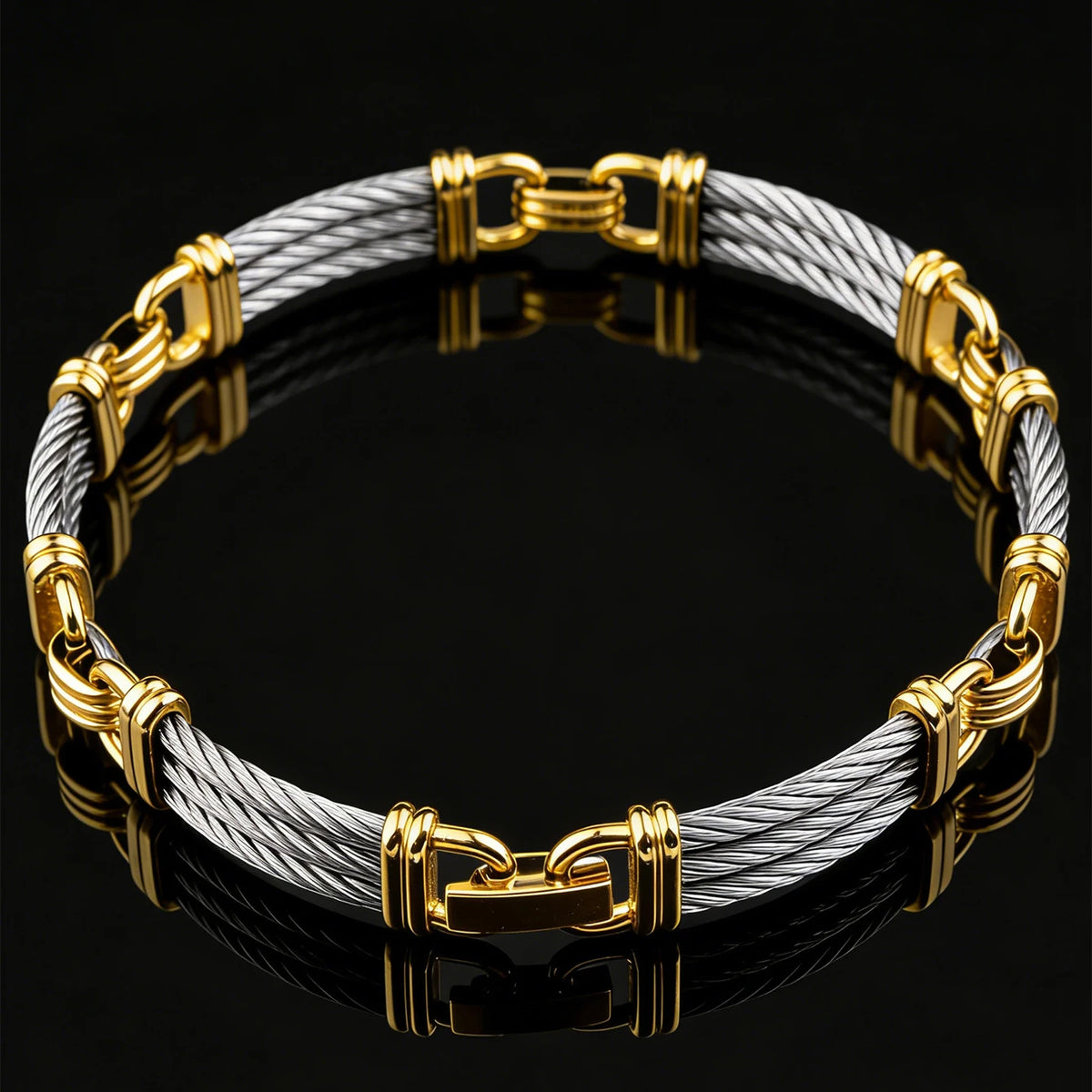 Unisex Stainless Steel Cable Bracelet: Designer-Inspired Twisted Cable, Classic and Elegant, with a Stainless Steel Clasp Pi-Mart