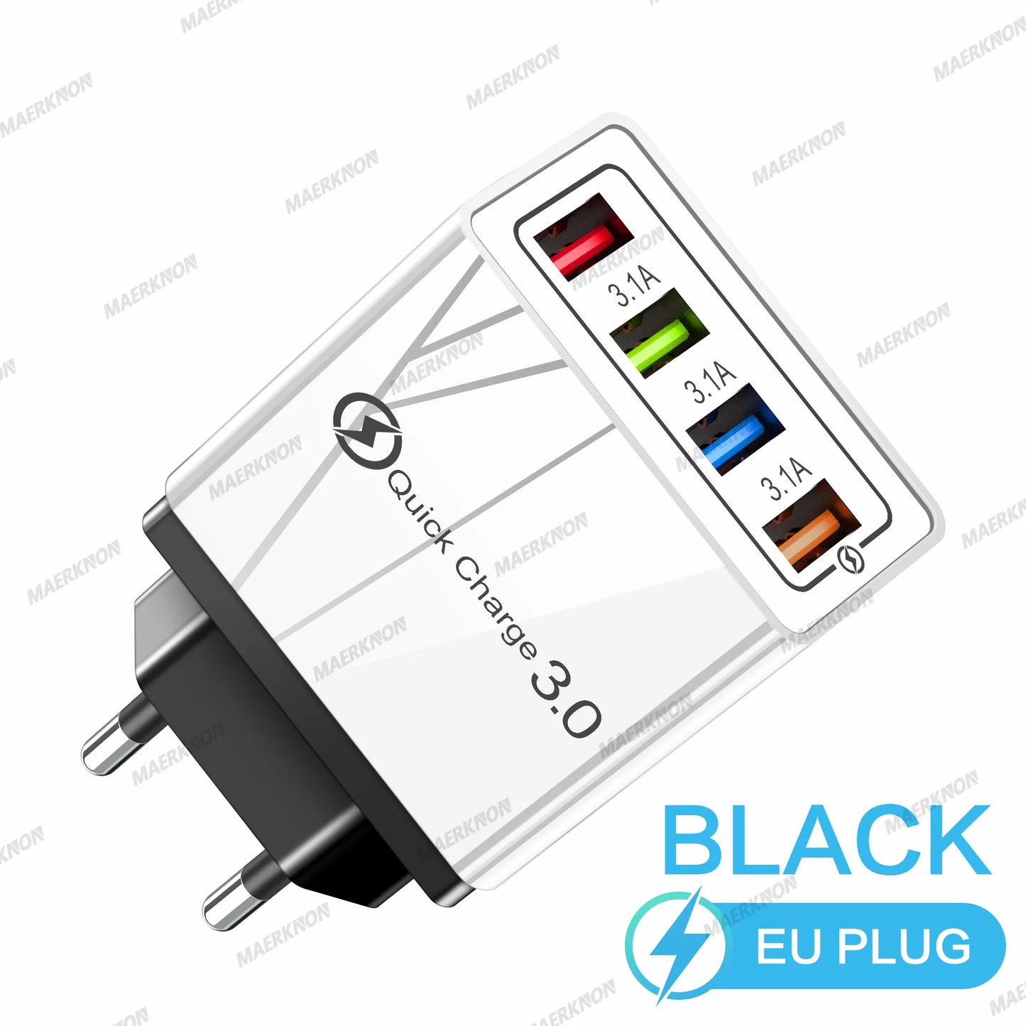 3A USB Charger 4 Ports USB Quick Charge 3.0 EU US Plug For iPhone Samsung Xiaomi Poco Fast Charging Mobile Phone Charger Adapter Pi-Mart