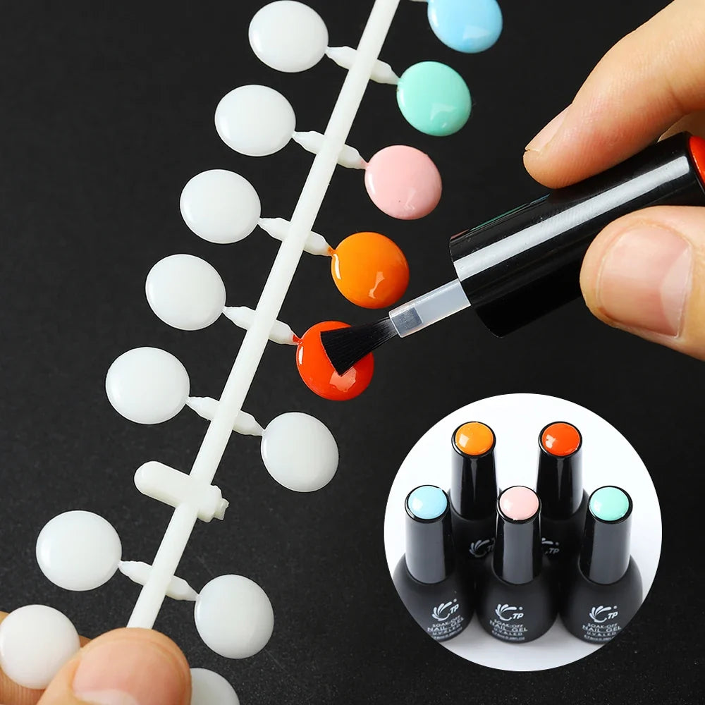 TP 120pcs Nail Polish Display Table With Stickers Polka Dot Color Card Nail Display Board Clear/Nature Color Card Nail Art Tools Tri Light Beauty