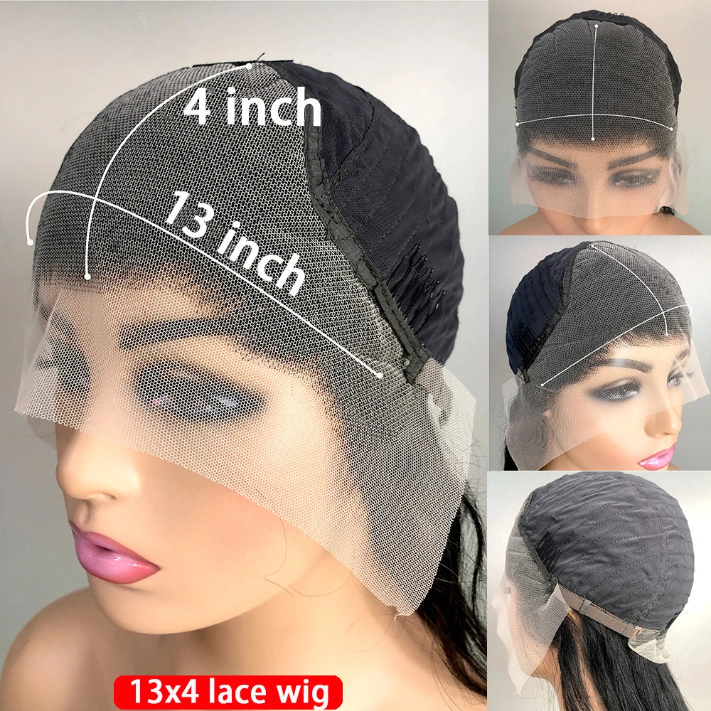 Deep Wave 44 Inch Curly 13x4 HD Transparent Lace Frontal Wigs Human Hair Front Wigs Pre Plucked With Natural Hairline For Women LadyShow.Store
