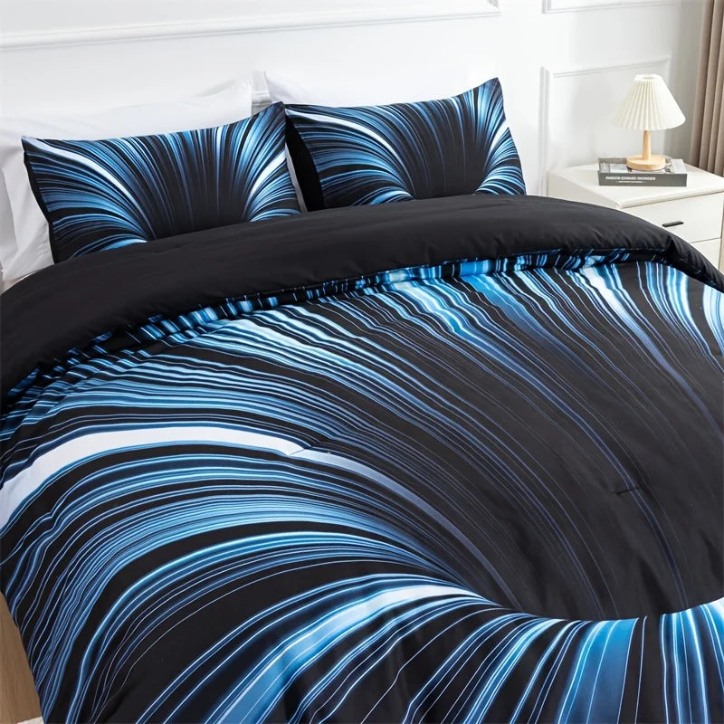 3pcs Duvet Cover Set  blue and Black 3D Bedding Cover, Men Women Adults Bedroom Decor Comfortable and soft fabric no pillow core Pi-Mart