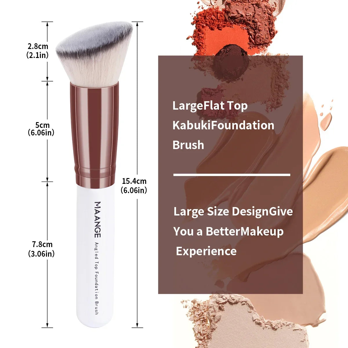 MAANGE 2PCS Foundation Makeup Brush Set Flat Angled Kabuki Powder Blush Brush For Liquid Soft Bristles Cosmetic Makeup Tools Tri Light Beauty