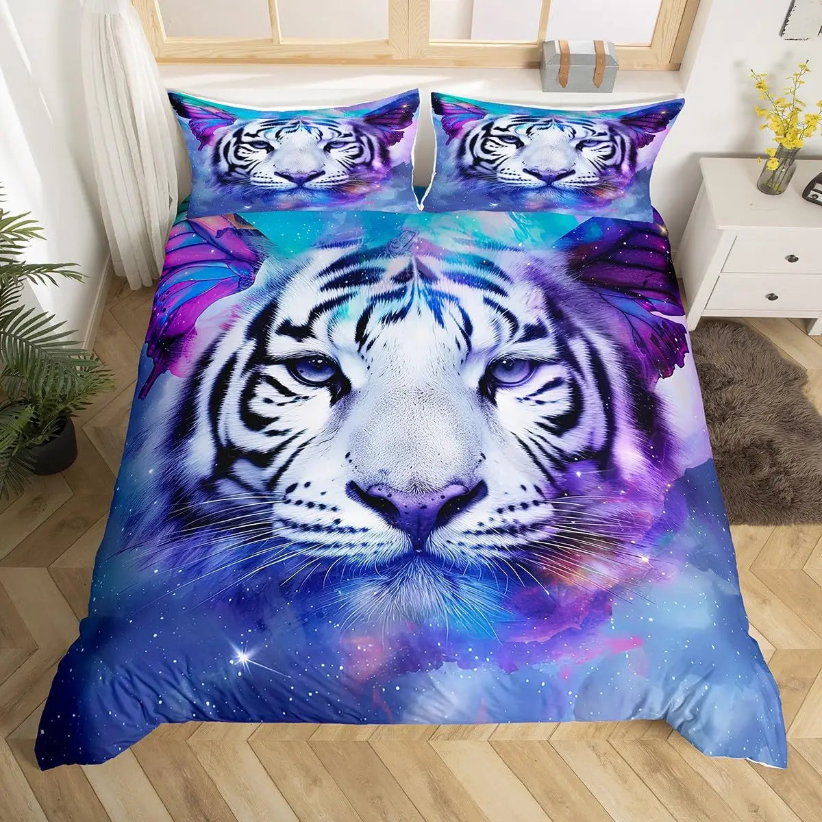 Tiger Duvet Cover Twin Queen African Animal Bedding Set Wild Safari Animal Comforter Cover for Child Teen Adult Bedroom Decor Pi-Mart
