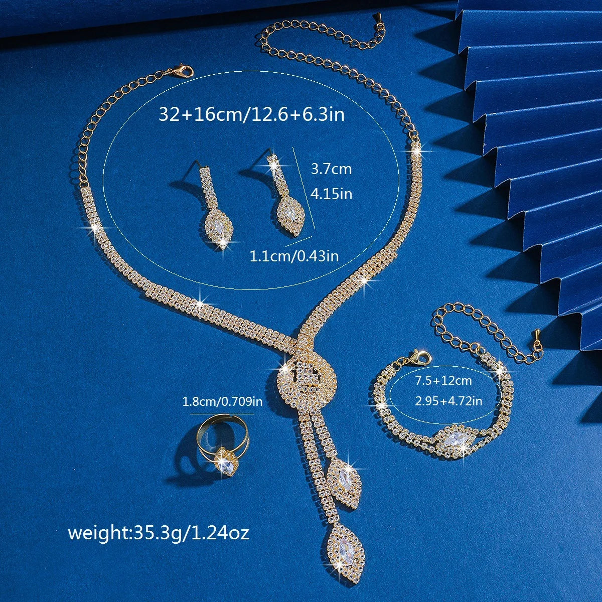 Exquisite luxury nude diamond zirconia bridal wedding banquet lady's necklace and earrings jewelry set Pi-Mart