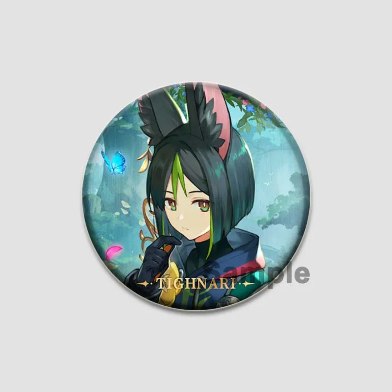 Genshin Impact Game Brooches 58mm Round Button Pins for Backpack Jackets Jewelry Cartoon Cosplay Badge Hutao Zhongli Xiao Badges Pi-Mart