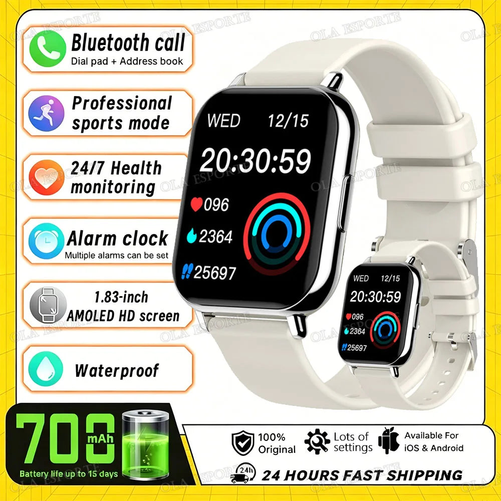2026 Upgraded Smart Watch Heart Rate Blood Oxygen/Pressure Sleep Monitoring Bluetooth Call Voice Assistant Sport Mode Smartwatch LadyShow.Store