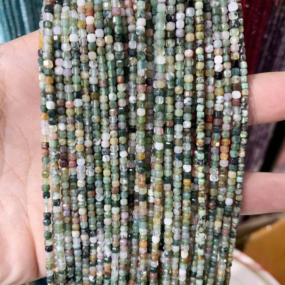 2x2mmNatural Colored Tourmaline Blue Tourmaline Faceted Cube Beads Square Stone Beads for JewelryDIY Making  Gemstone Loose Bea Pi-Mart