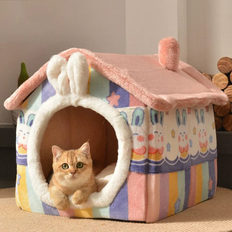 Foldable Dog House Kennel Bed Mat For Small Medium Dogs Cats Winter Warm Cat Bed Nest Pet Products Basket Pets Puppy Cave Sofa Pi-Mart