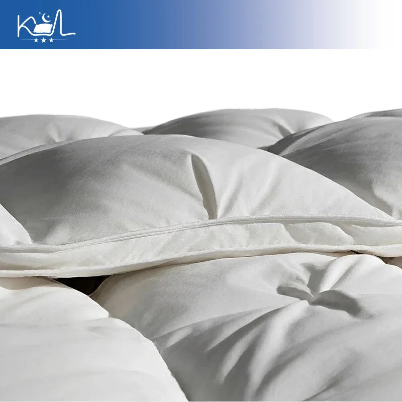 3D Luxury Quilted 100% Premium Goose Down Comforter King Queen Full Size Winter Thick Solid Color Duvet Pi-Mart