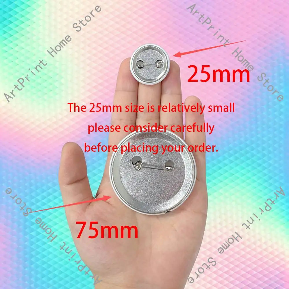 Cute Funny S-Shelly W-Wold Customizable Badge Tinplate Brooch Laser Film Lapel Pin for Decoration Party Small Gifts Pi-Mart