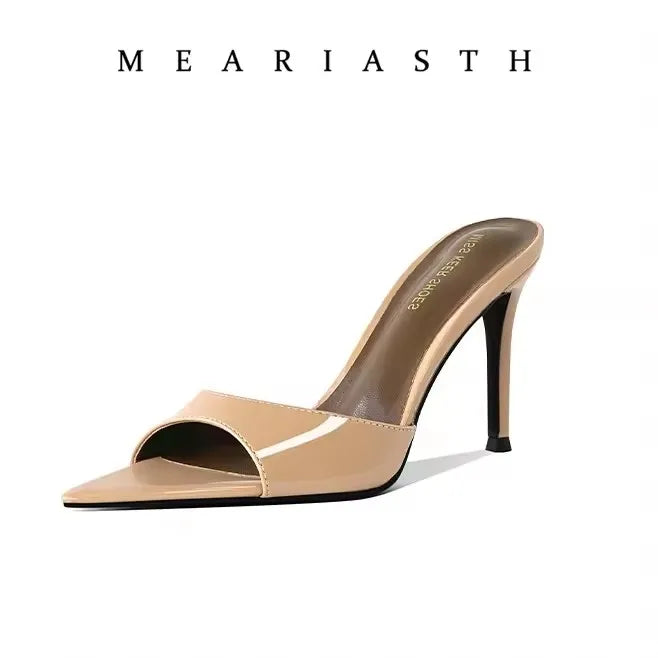 12/10cm pointed Open Toe High Heel Shoes Woman Summer OutsideSlipper Party Stiletto Luxury Designer Patent Leather Women Sandals LadyShow.Store