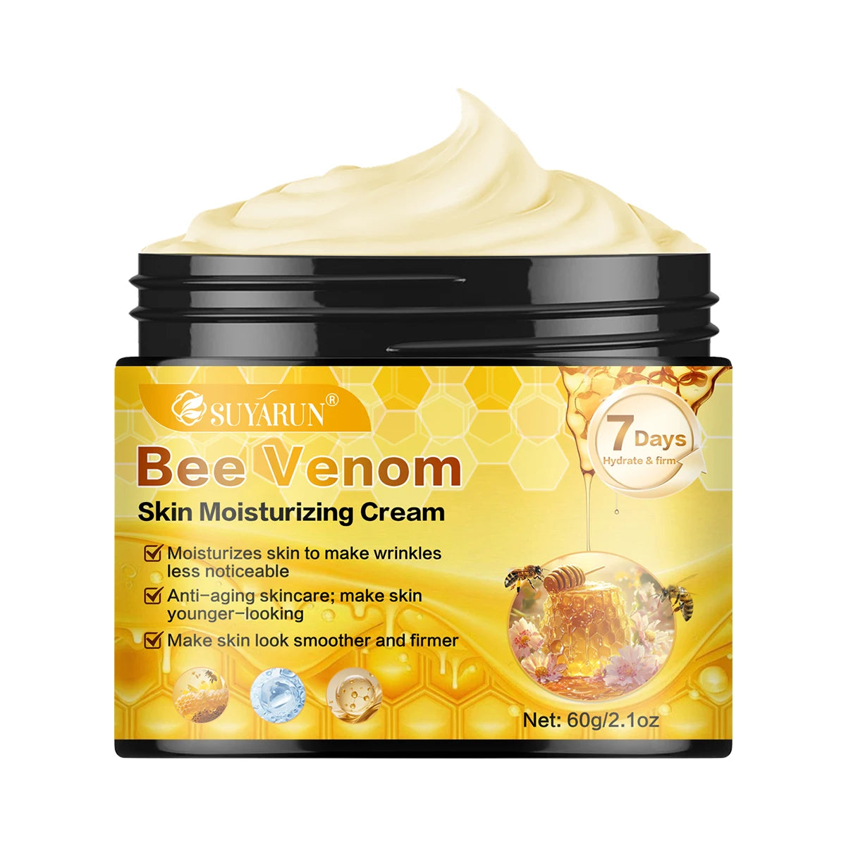 SUYARUN Bee Venom Moisturizing Cream Anti-Aging Face Care | Deep Hydration & Firming Natural Anti-Wrinkle Skincare for All Skin. Pi-Mart