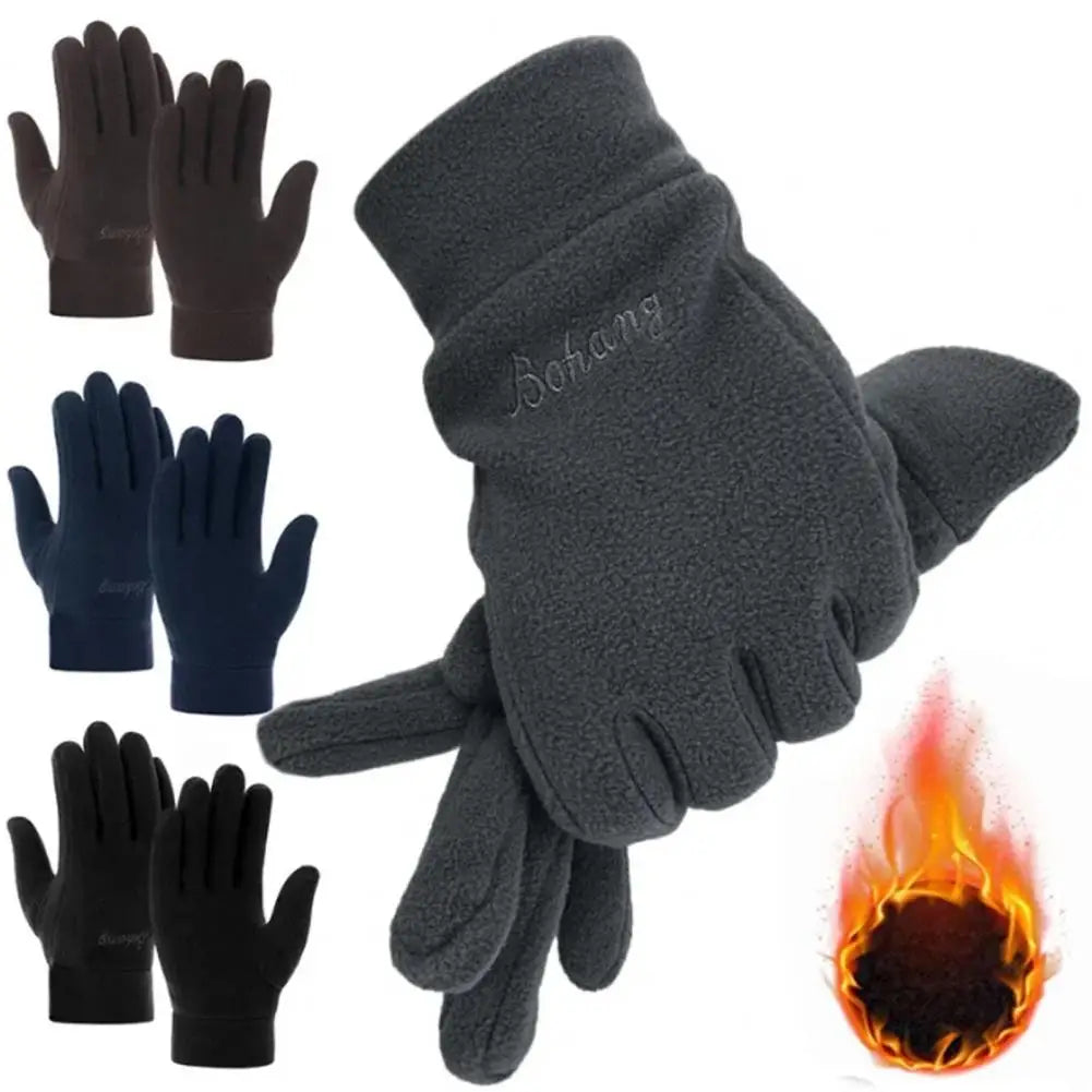 1 Pair Winter Polar Fleece Gloves Men Women Warm Outdoor Cycling Driving Gloves Windproof Non-Slip Soft Thickened Male Gloves Pi-Mart