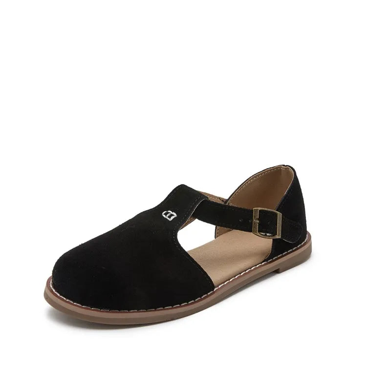 AIYUQI Flat-Soled Retro Frosted Genuine Leather Women's Sandals 2026 New Hollow Women's Shoes Roman Baotou Sandals for Women LadyShow.Store