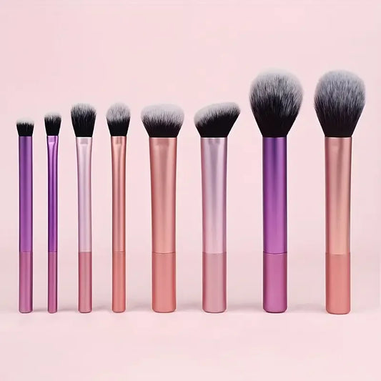 8pcs Makeup Brush Kit Soft Synthetic Hair Make Up Brushes Foundation Blush Eyeshadow Cosmetic Makeup Tools Tri Light Beauty
