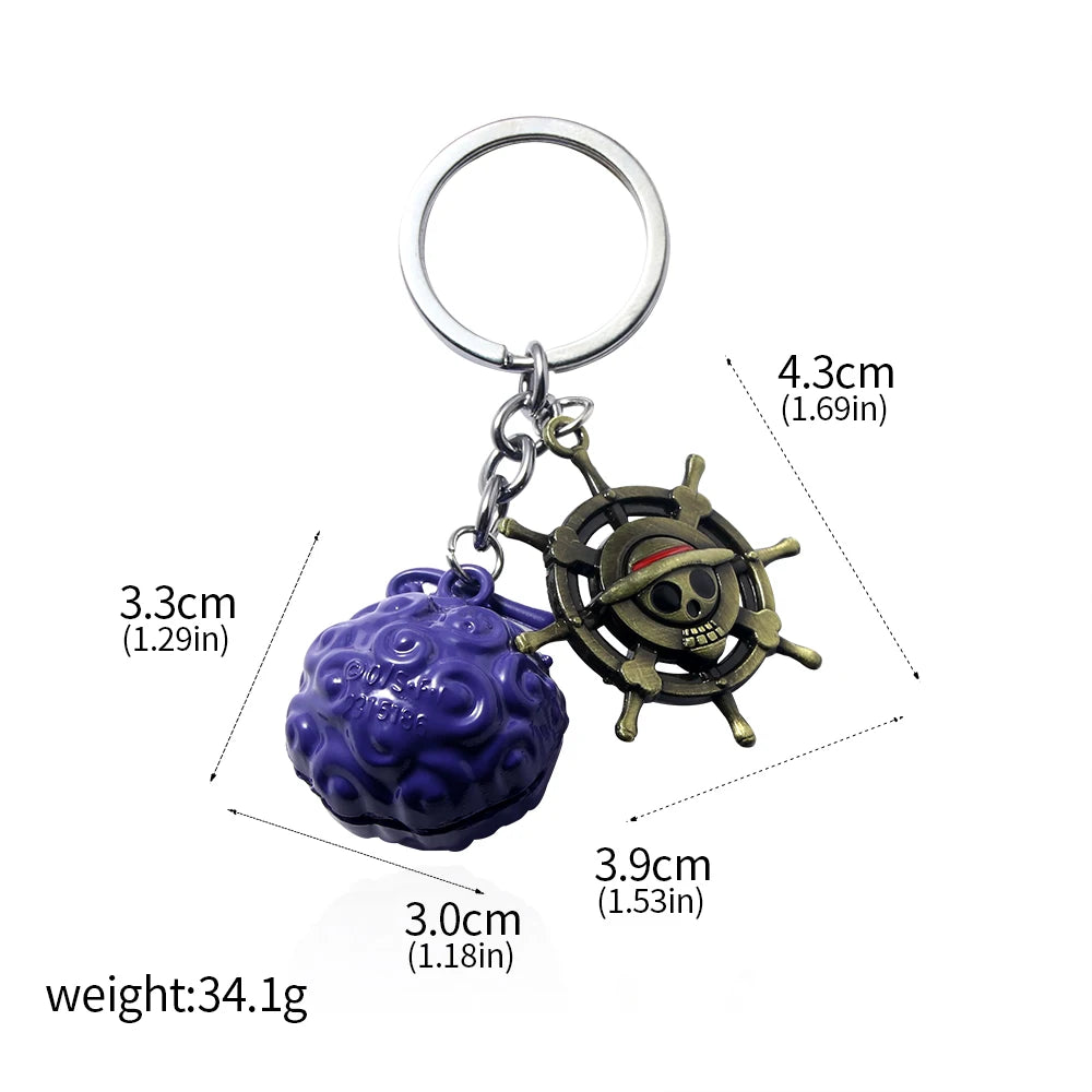 One Piece Luffy Straw Hat Keychain Rotatable Zoro Skull Metal Pendant Role-Playing Decorative Accessories Fan Jewelry Gift Pi-Mart