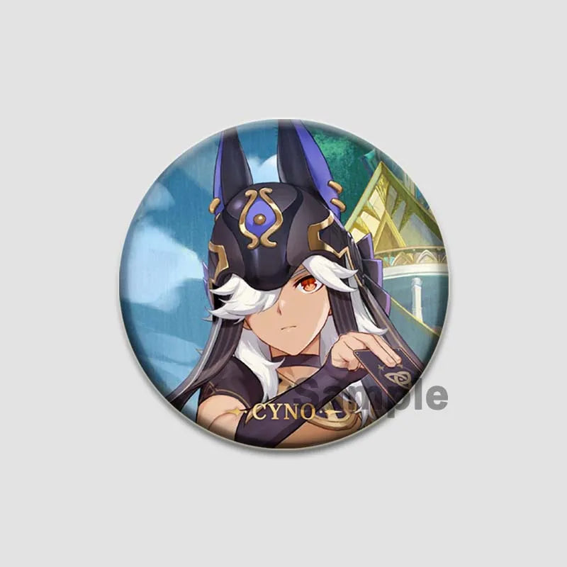 Genshin Impact Game Brooches 58mm Round Button Pins for Backpack Jackets Jewelry Cartoon Cosplay Badge Hutao Zhongli Xiao Badges Pi-Mart