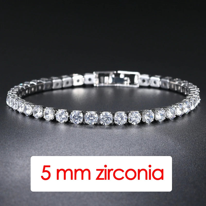 Hiphop Tennis Bracelet Homme Iced Out 3/4/5mm Cubic Zirconia Mens Crystal Chain on The Hand Hip-hop Streetwear Jewelry Male H086 Pi-Mart