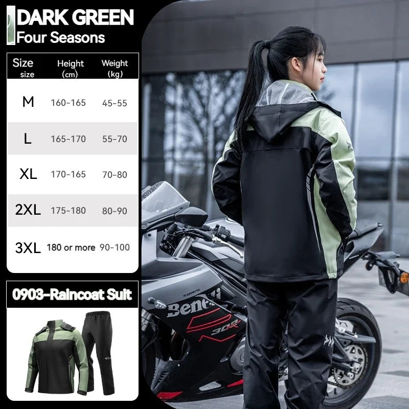 SULAITE Motorcycle Raincoat Suits Men Waterproof Rain Gear Rain Jacket Reflective Work Rain Coats Lightweight Hiking Rainsuit LadyShow.Store