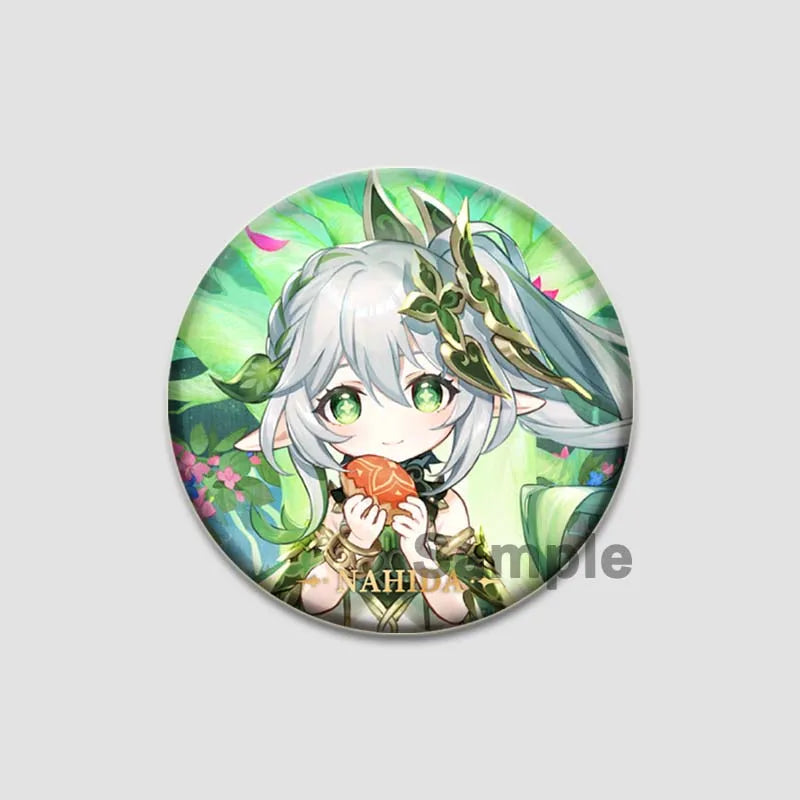 Genshin Impact Game Brooches 58mm Round Button Pins for Backpack Jackets Jewelry Cartoon Cosplay Badge Hutao Zhongli Xiao Badges Pi-Mart