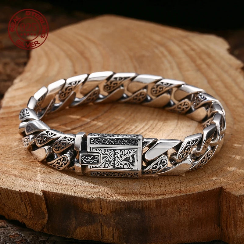 S925 Sterling Silver Timeless Vine Garland Buckle Retro Punk Tank Bracelet Jewelry Creativity Gift Factory Price Pi-Mart