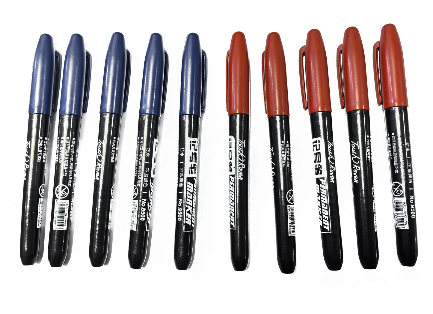 6 PCS Permanent Marker Pen Manga Drawing Markers Black Blue Red Waterproof Ink Sketch Pens Stationery Art School Supplies Pi-Mart