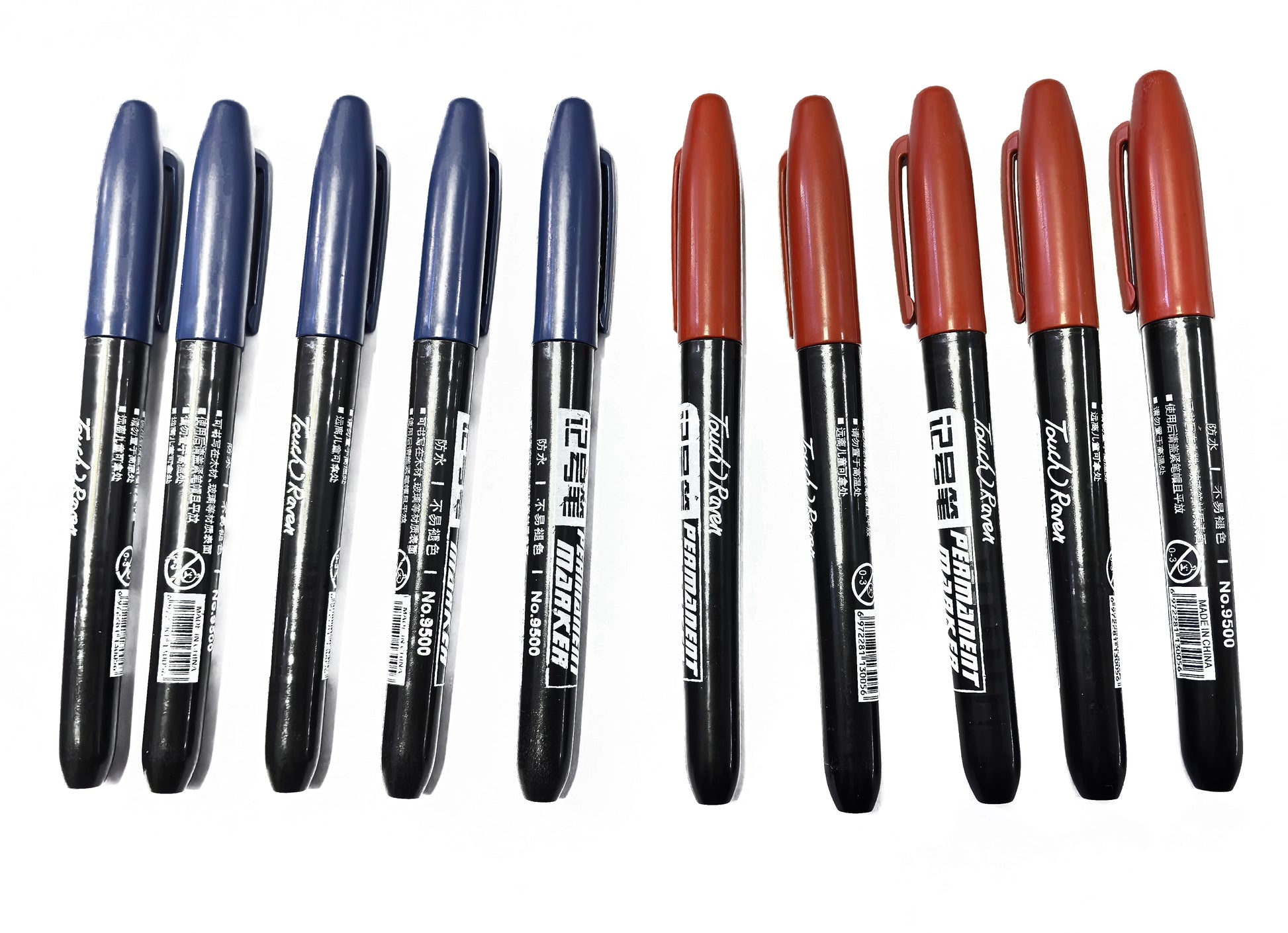 6 PCS Permanent Marker Pen Manga Drawing Markers Black Blue Red Waterproof Ink Sketch Pens Stationery Art School Supplies Pi-Mart