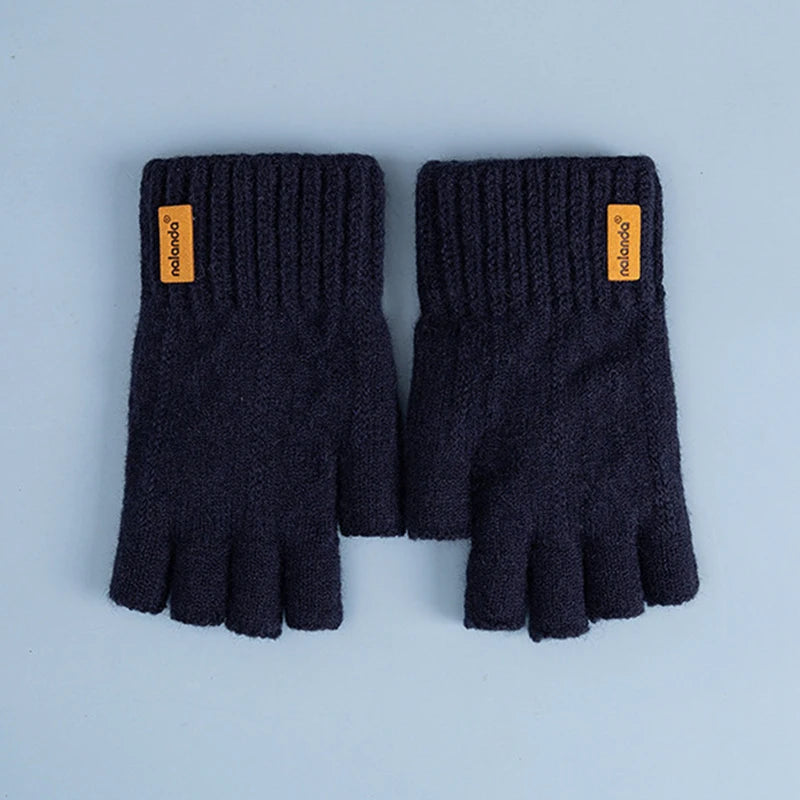 Fashion Winter Autumn Knitted gloves Warm Plush Fingerless gloves for men & Women outdoor sport touchscreen gloves Pi-Mart