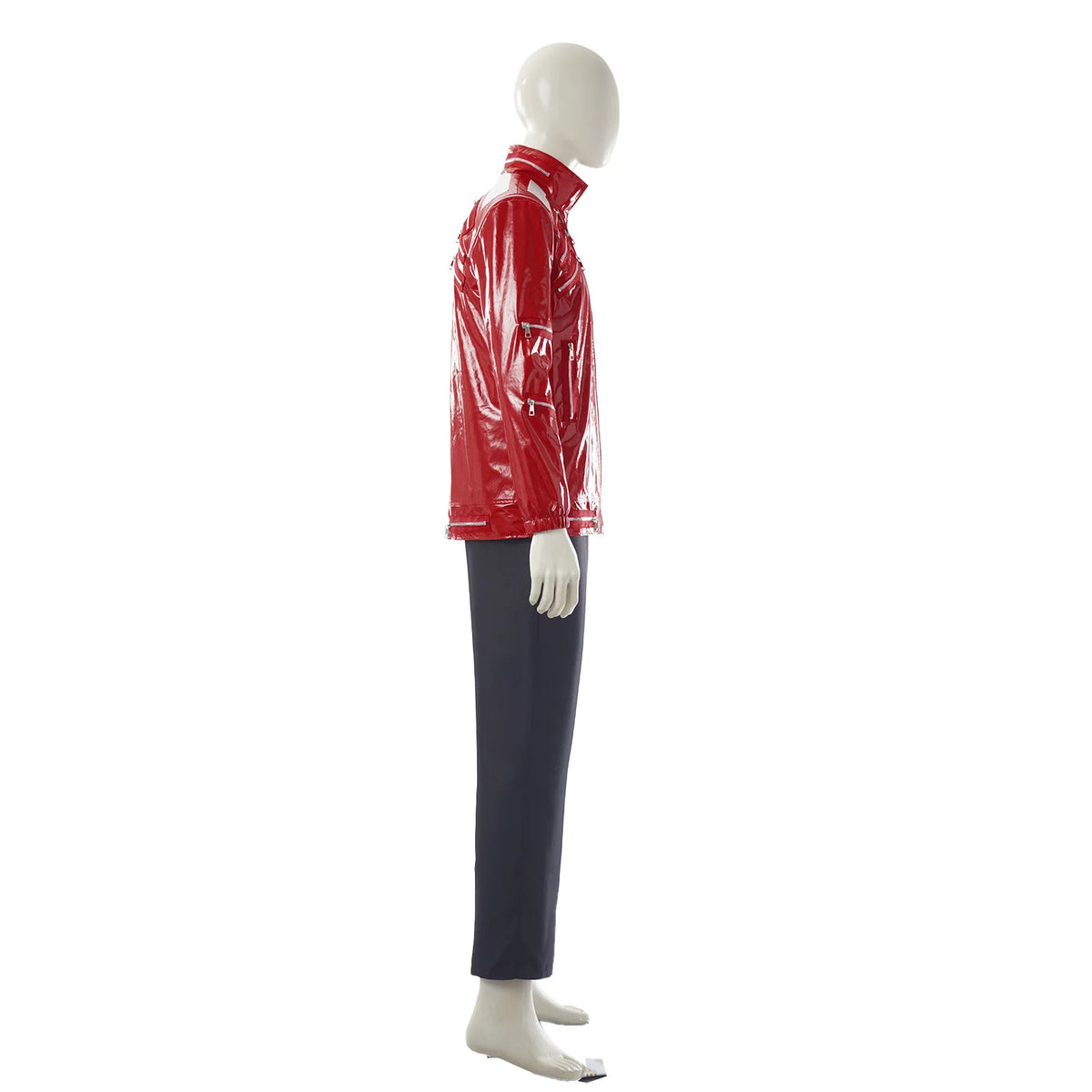 Red Zipper Michael Jackson MJ Beat It Jacket for Impersonators PU Leather Punk Casual Coat Halloween Stage Christmas Outwear Pi-Mart