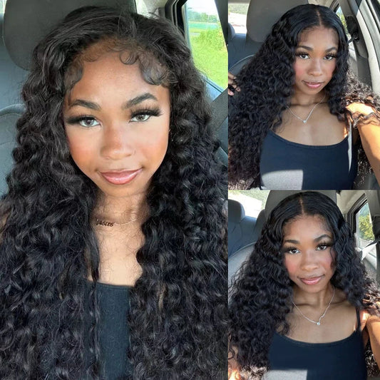 40 42 Inch Deep Wave Lace Front Wig Human Hair 100% Human Hair Deep Curly Frontal Wig Pre Plucked with Baby Hair for Women LadyShow.Store