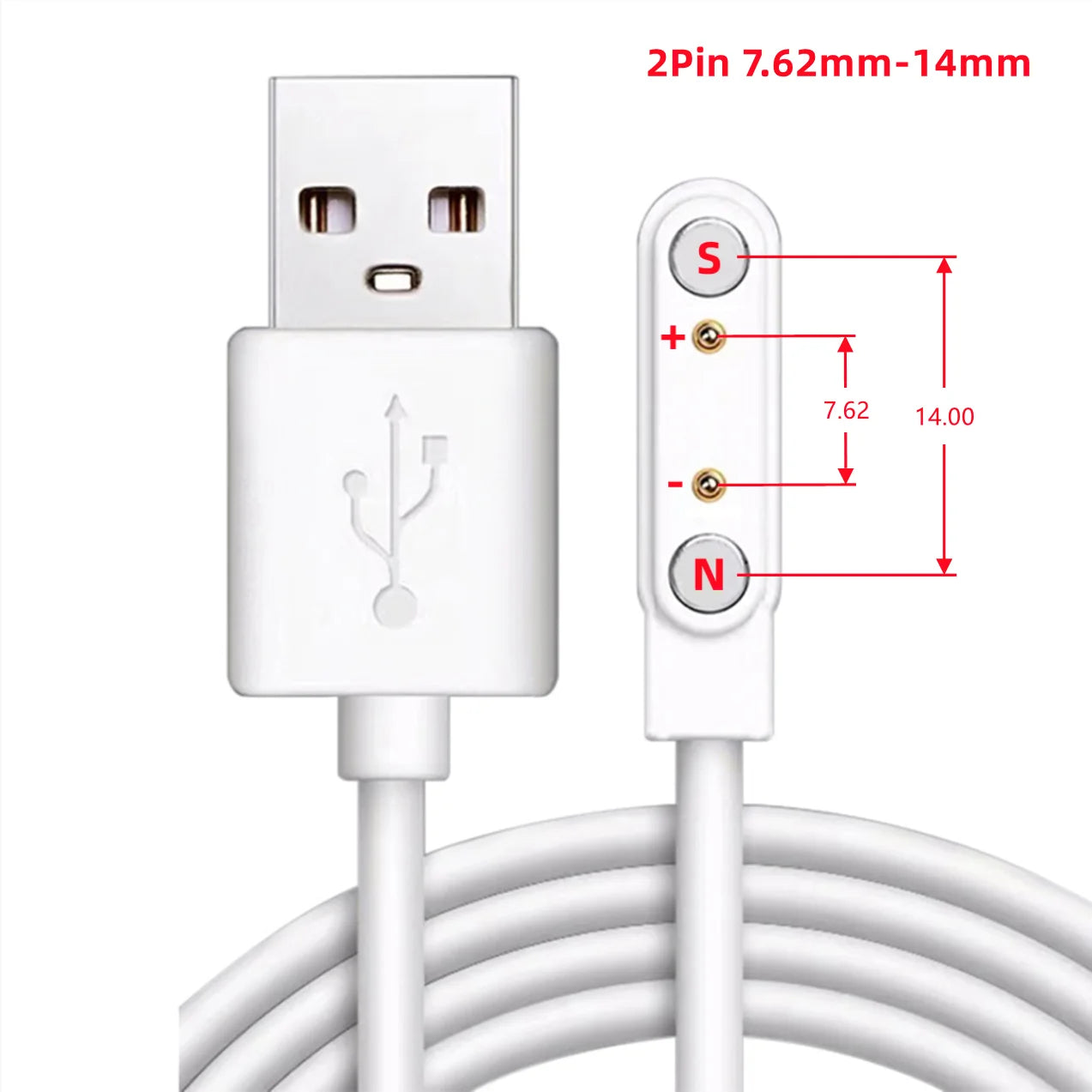 2Pin 4Pin 5Pin Magnetic Charging Cable USB to Pogo Pin for Smart Watch Earphone Wristband 60cm 5V Magnetic Dock Charger Adapter LadyShow.Store