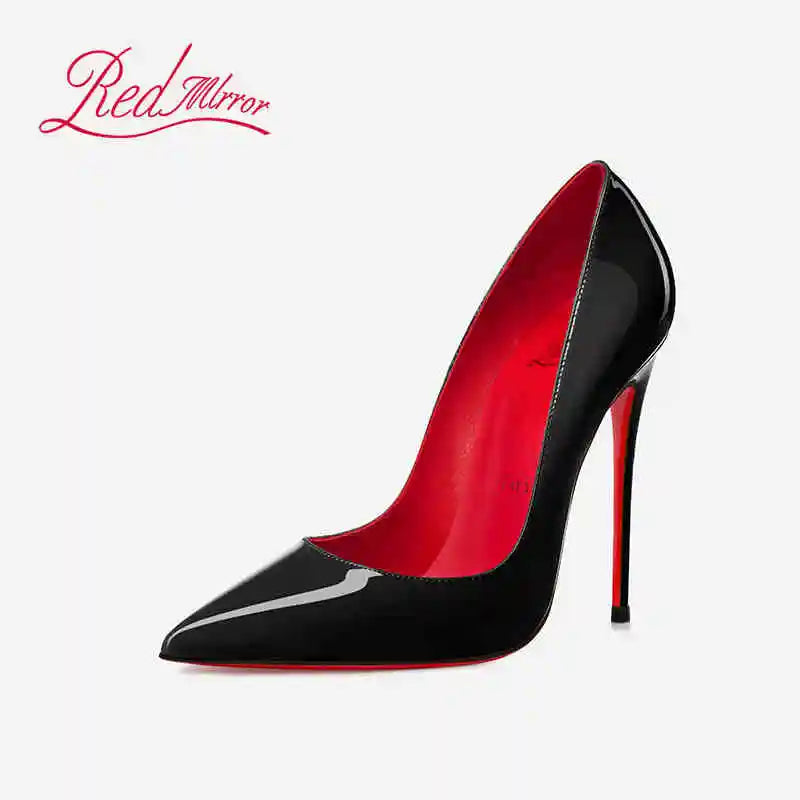 Women Heels Naked Color Women's Elegant High Heel Luxury Black Shoes Woman 2026 Red Shiny Bottoms Pointed Toe Party Ladies Women Pi-Mart