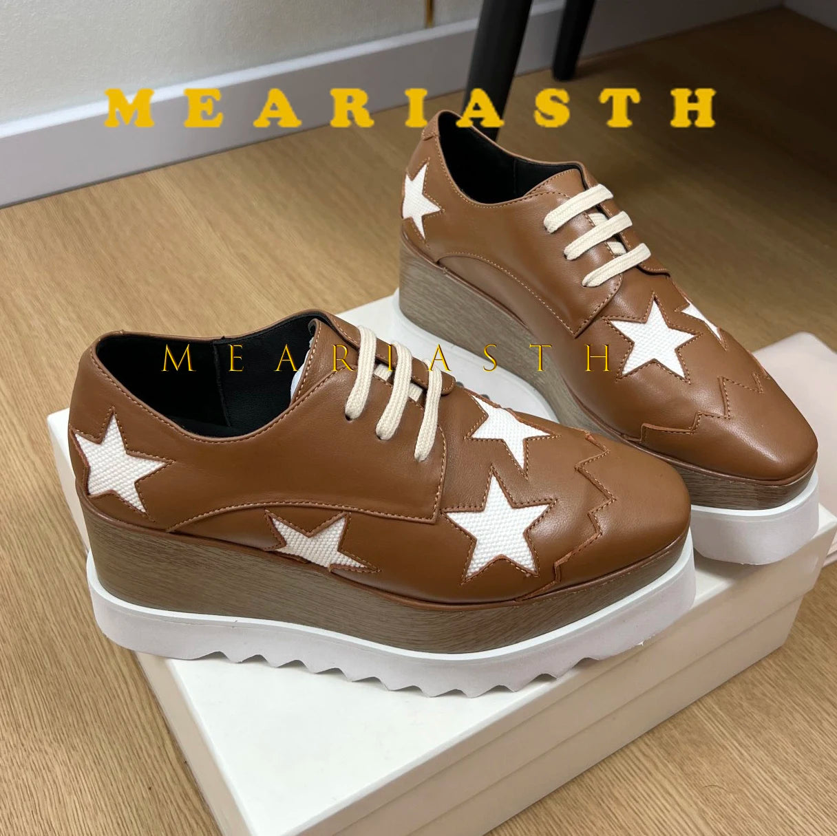 Women Walking Sneakers Autumn Lace-up High Platform Chunky Shoes Breathable Leather Shoes 8.5CM Winter Wedge Heels Casual Shoes Pi-Mart