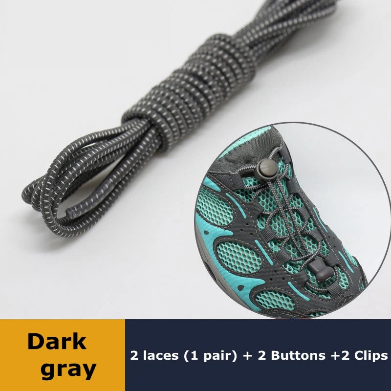 1Pair Shoelaces for Sneaker Elastic No Tie Shoe Laces Stretching Lock Lazy Laces Quick Rubber Shoelace Round Shoestrings Pi-Mart