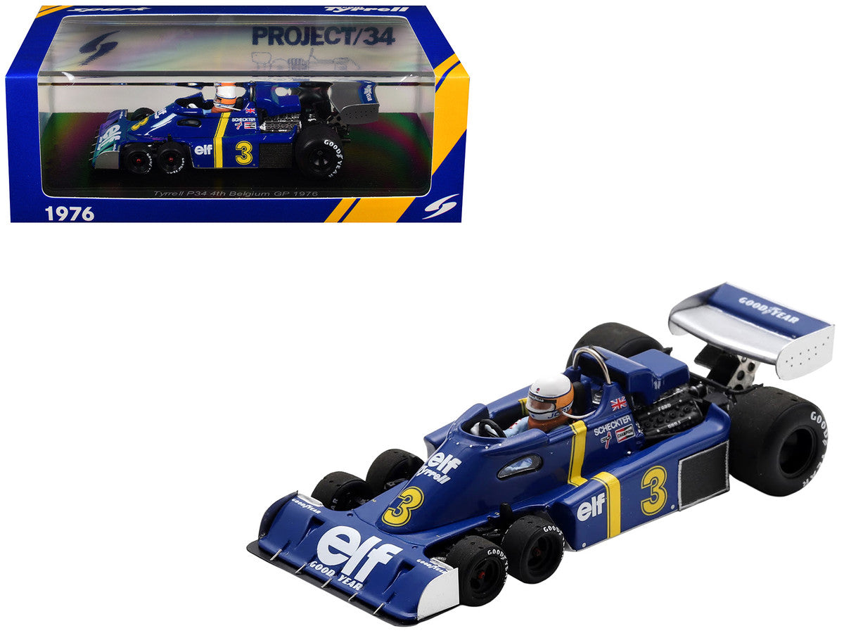 Tyrrell P34 #3 Jody Scheckter Formula One F1 "Belgian GP" (1976) with Driver 1/43 Model Car by Spark LuxuryLifeWay Online Store