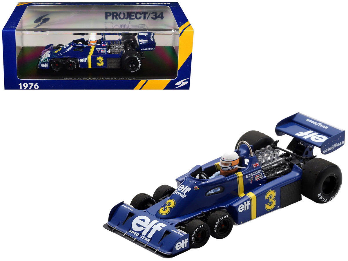 Tyrrell P34 #3 Jody Scheckter Winner Formula One F1 "Swedish GP" (1976) with Driver 1/43 Model Car by Spark LuxuryLifeWay Online Store