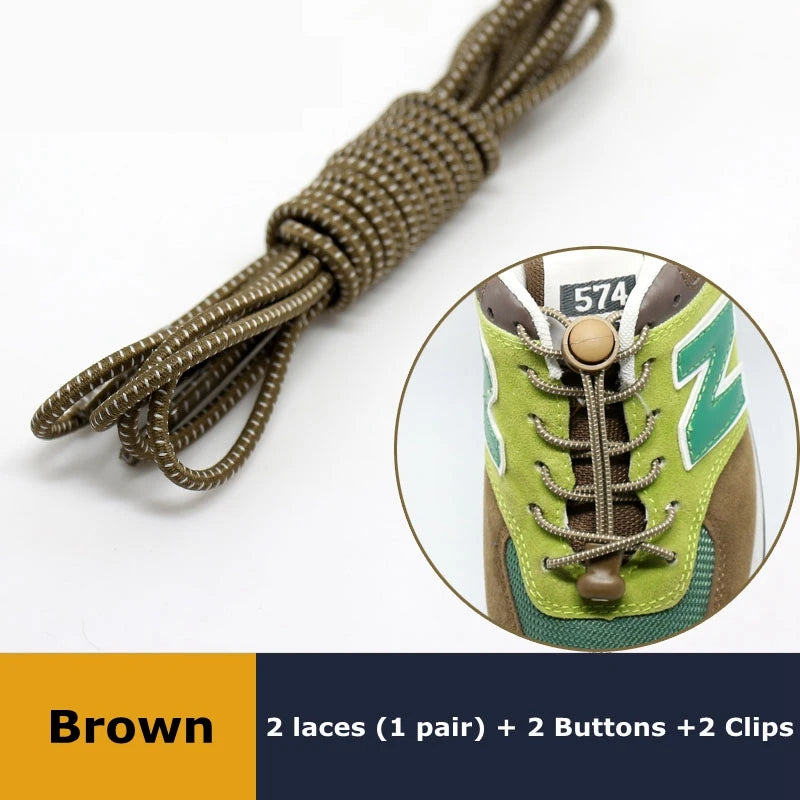 1Pair Shoelaces for Sneaker Elastic No Tie Shoe Laces Stretching Lock Lazy Laces Quick Rubber Shoelace Round Shoestrings Pi-Mart