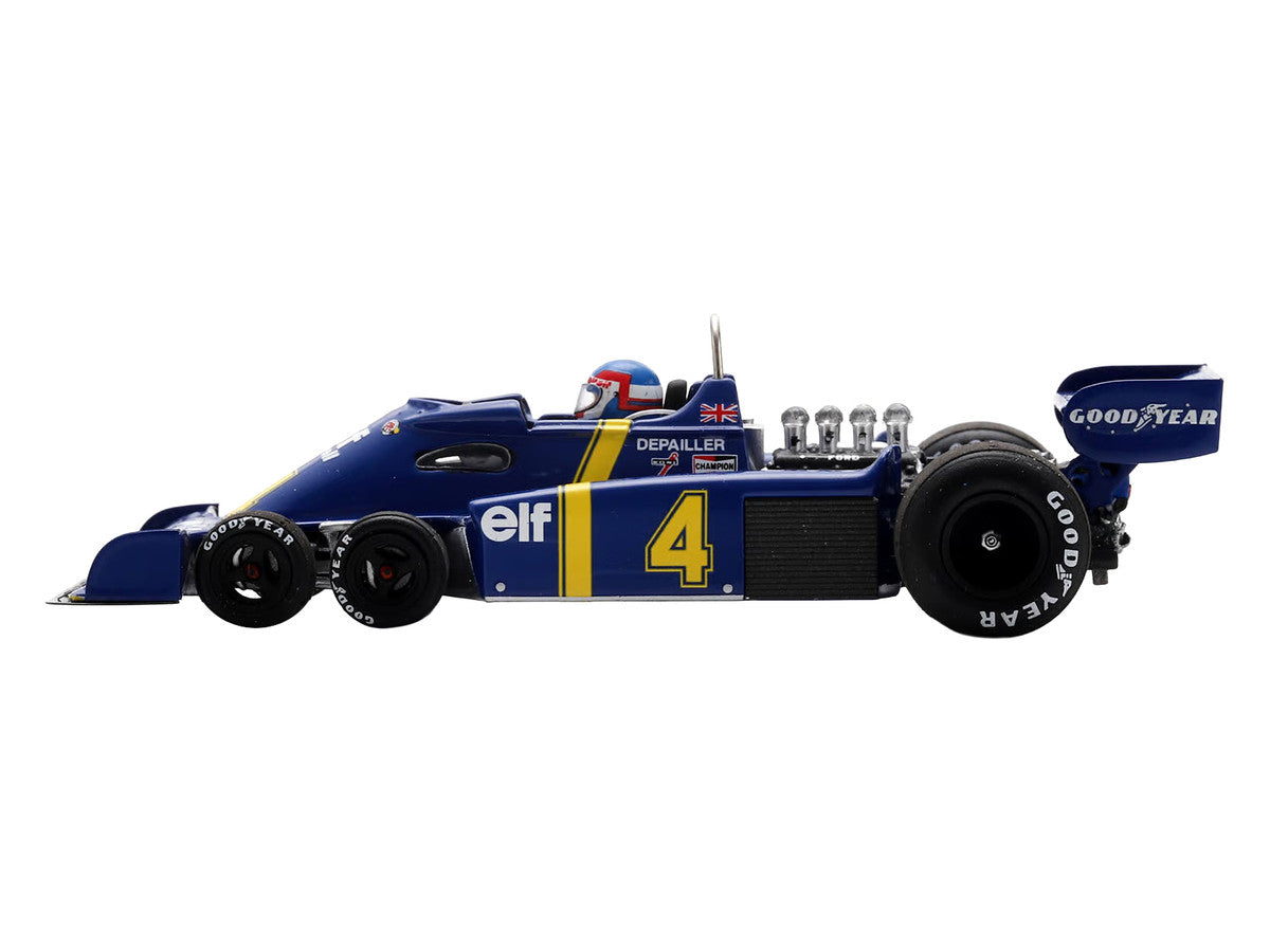 Tyrrell P34 #4 Patrick Depailler 2nd Place Formula One F1 "Swedish GP" (1976) with Driver 1/43 Model Car by Spark LuxuryLifeWay Online Store