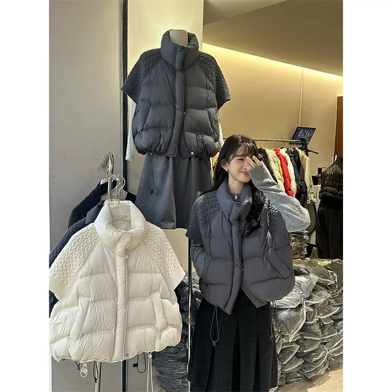 ZAROY Women's Cotton Vest Jacket Autumn Winter Loose Casual Stand Collar Pocket Puffer Waistcoat Coat Trendy Outerwear куртка LadyShow.Store