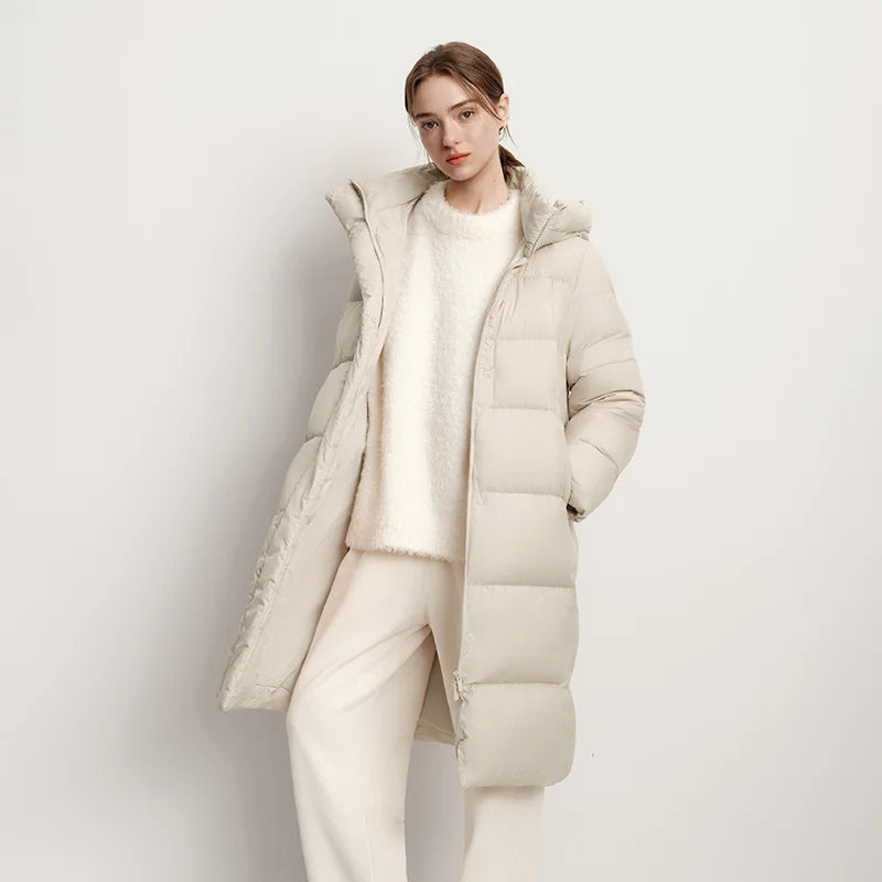 Semir Long Down Jacket Women Waterproof Hooded Coat 2025 Winter New Loose Girls' Jacket Multi-Color Thicken Windbrake Down Coat LadyShow.Store