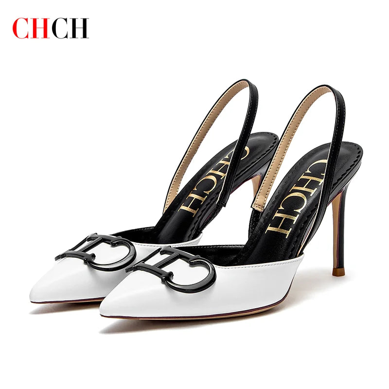 CHCH Women's High Heels 2025 Sharp tip Destiny Closed Toe Strappy Heels Sexy Wedding Bridal Party Dress Shoes 9cm LadyShow.Store