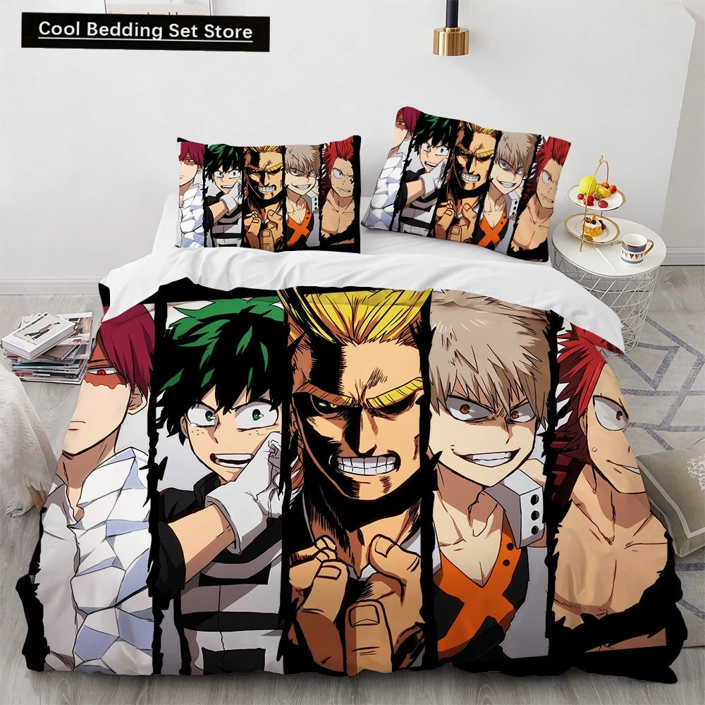 New Anime My Hero Academy Bedding Set Anime Characters Duvet Cover 3D Cartoon Polyester Quilt Cover Queen King Size Kids Boys Pi-Mart