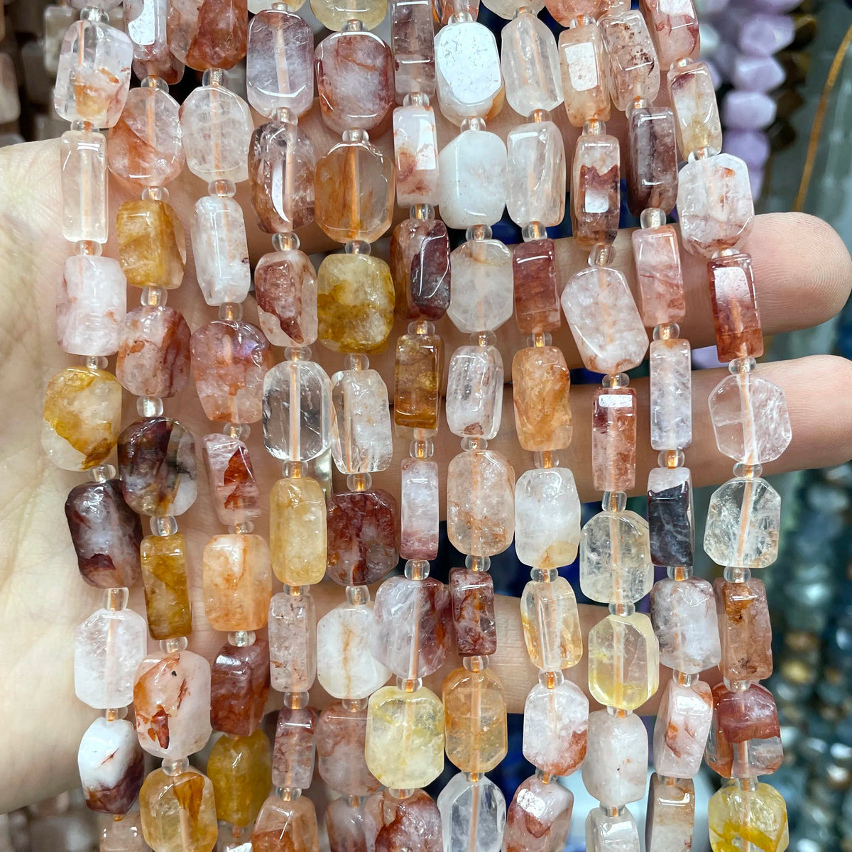 Natural Stone Flat Rectangle Amethyst Lapis Lazuli Quartz Apatite Spacer Beads For Jewelry Making Diy Bracelet Accessorie 8*12MM Pi-Mart