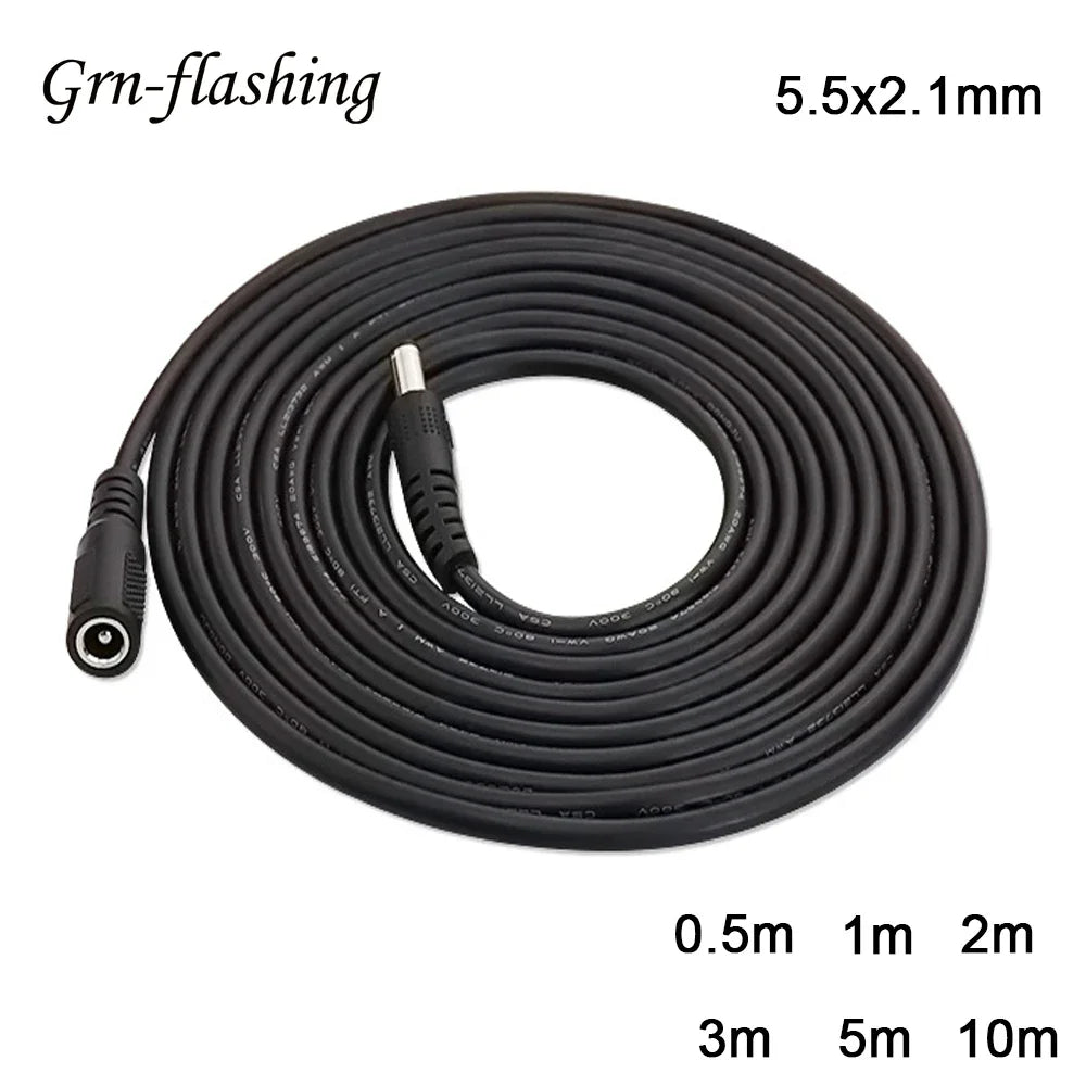 DC Extension Cable 1M 2M 3M 5M 10M 5.5x2.1mm Female to Male Plug for 12V 5V 24V Power Adapter Cord Home CCTV Camera LED Strip Pi-Mart