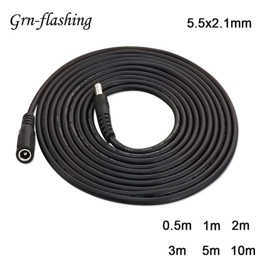 DC Extension Cable 1M 2M 3M 5M 10M 5.5x2.1mm Female to Male Plug for 12V 5V 24V Power Adapter Cord Home CCTV Camera LED Strip Pi-Mart
