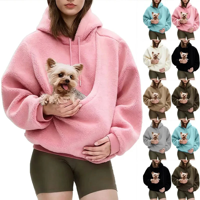 Pet Carrier Sweatshirt Hoodie for Small Dogs and Cats, Hands-Free Wearable Pouch Front Pack, Cozy Travel Walking Hiking Outfits LadyShow.Store