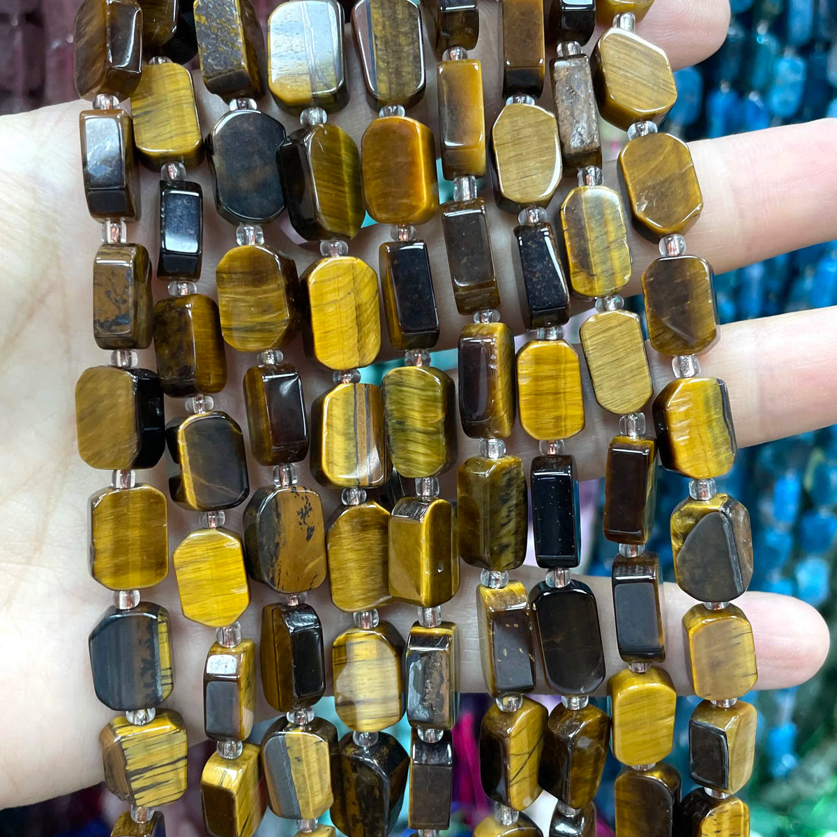 Natural Stone Flat Rectangle Amethyst Lapis Lazuli Quartz Apatite Spacer Beads For Jewelry Making Diy Bracelet Accessorie 8*12MM Pi-Mart