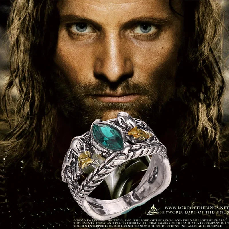 New Fashion Barahir Aragorn Gondor Ring Men Women Green Crystal Ring Jewelry Pi-Mart